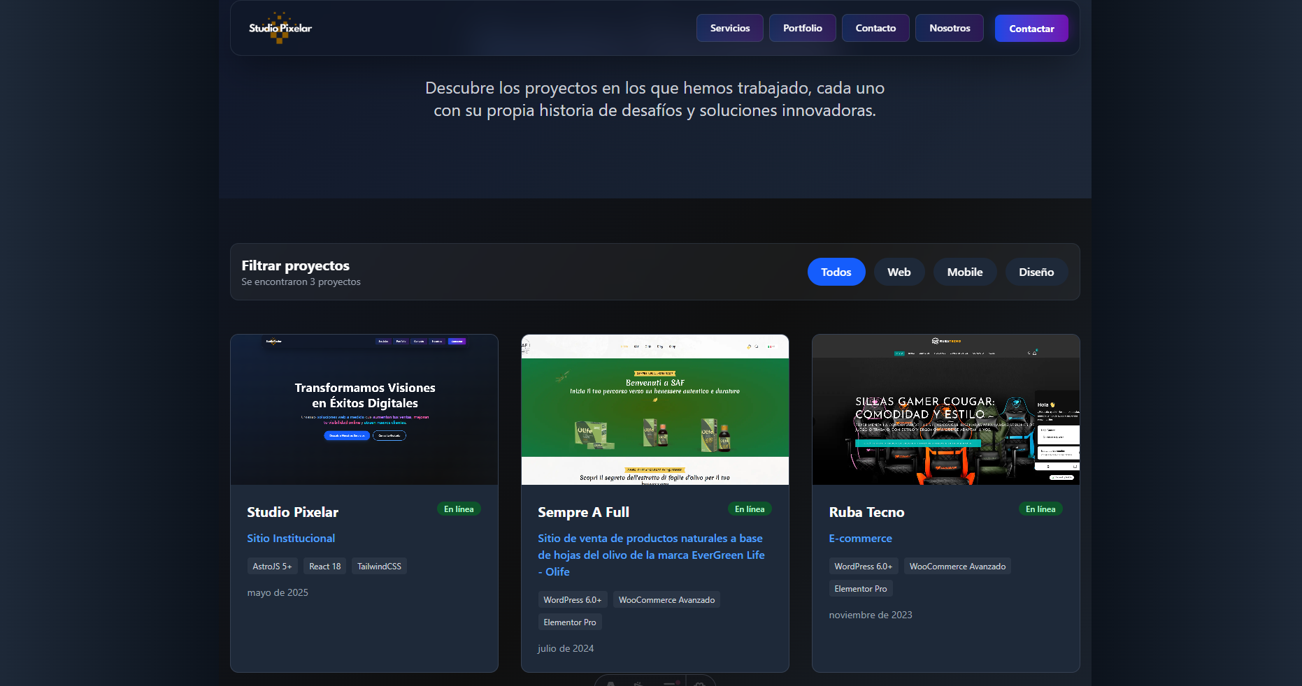 Captura del proyecto Studio Pixelar - 1